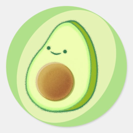Sticker Rond Dessin Avocado mignon (Devant)