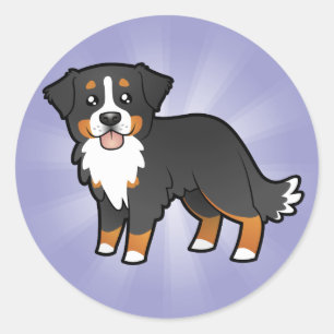 Sticker Rond Dessin Bernese Mountain Dog