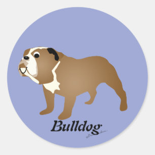 Sticker Rond Dessin Bulldog