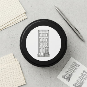 Sticker Rond Dessin d'appartement classique avec perron à New Y