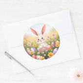 Sticker Rond Dessin d'aquarelle doux lapin de Pâques (Enveloppe)