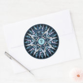 Sticker Rond Dessin d'art, antique boussole rose, ajouter monog (Enveloppe)