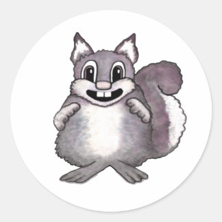 Sticker Rond Dessin de bande dessinée d'écureuil heureux 