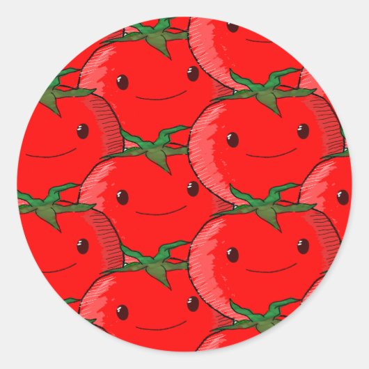 Sticker Rond Dessin de beaucoup de Motif de tomate mignonne (Devant)