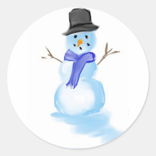 Sticker Rond dessin de bonhomme de neige sur l'autocollant