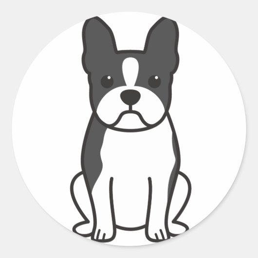 Sticker Rond Dessin de Boston Terrier Dog (Devant)