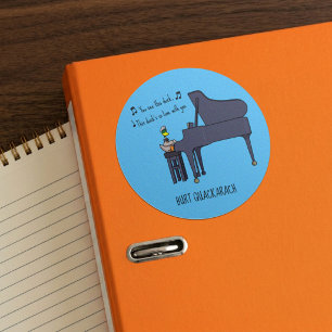 Sticker Rond Dessin de Burt Quackarach, joueur de piano canard