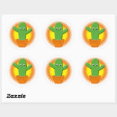 Sticker Rond Dessin de cactus de dessin de carton mignon (Feuille)