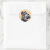 Sticker Rond Dessin de charbon de Gryhound (Sac)