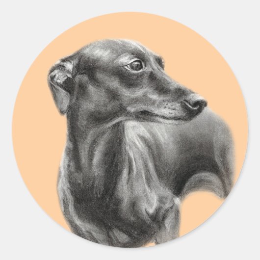 Sticker Rond Dessin de charbon de Gryhound (Devant)