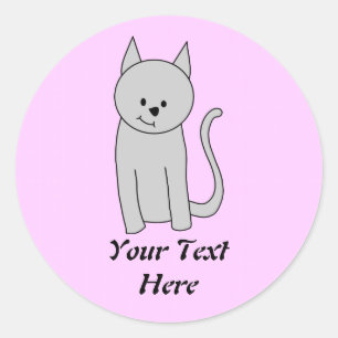 Sticker Rond Dessin de chat gris.
