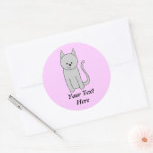 Sticker Rond Dessin de chat gris. (Enveloppe)