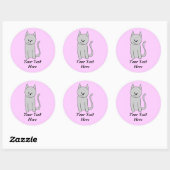 Sticker Rond Dessin de chat gris. (Feuille)