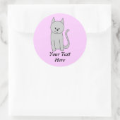 Sticker Rond Dessin de chat gris. (Sac)