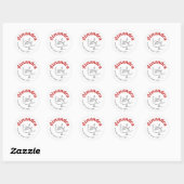 Sticker Rond Dessin de chat mignon rouge et blanc Edward Lear (Feuille)