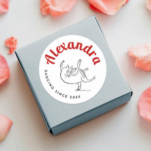 Sticker Rond Dessin de chat mignon rouge et blanc Edward Lear