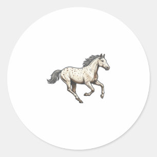Sticker Rond Dessin de cheval Appaloosa courant gravé vintage_1
