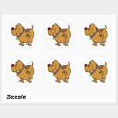Sticker Rond Dessin de chien (Feuille)