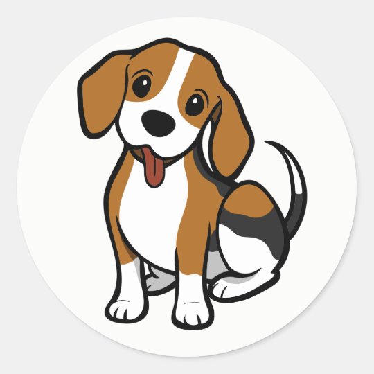 Sticker Rond Dessin De Chien Beagle Des Beagles Amoureux Zazzle Be