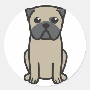 Sticker Rond Dessin de chien carlin