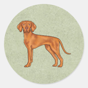 Sticker Rond Dessin de chien de bande dessinée Pointer Vizsla h