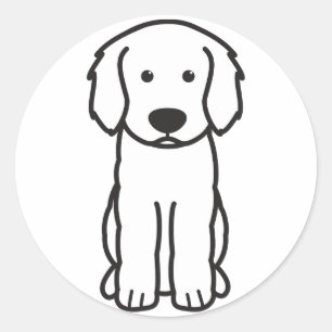 Sticker Rond Dessin de chien de Labradoodle