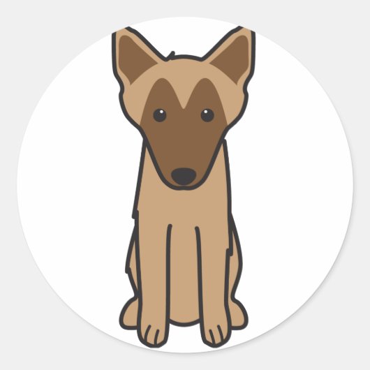 Sticker Rond Dessin de Chien Malinois (Devant)