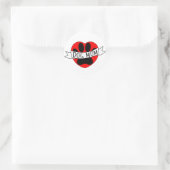 Sticker Rond Dessin De Chien Maman Paw Et Red Heart (Sac)