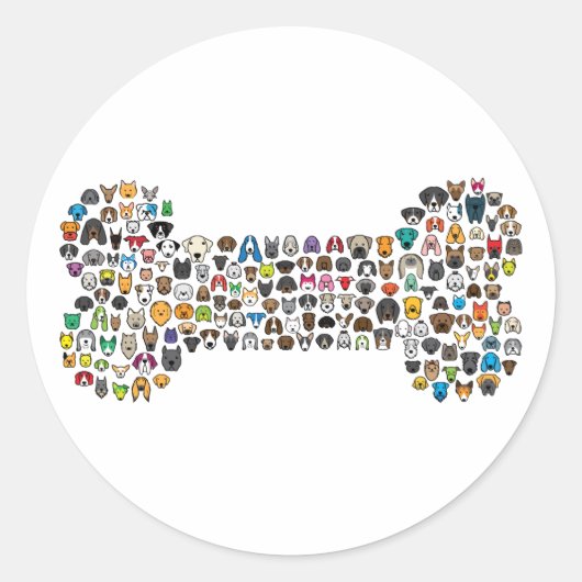 Sticker Rond Dessin de chien os (Devant)