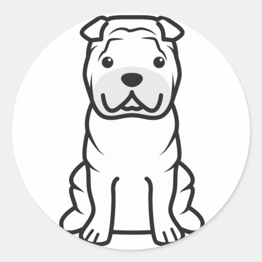 Sticker Rond Dessin de Chien Shar-Pei chinois (Devant)
