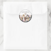 Sticker Rond Dessin de chiens et cadre floral (Sac)