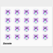 Sticker Rond Dessin de chouette violette et lilas (Feuille)