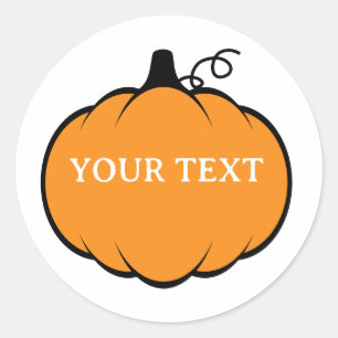 Sticker Rond Dessin de citrouille de saison automnale Texte mod