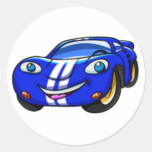 Sticker Rond Dessin de course en bleu Supercar Choisir la coule
