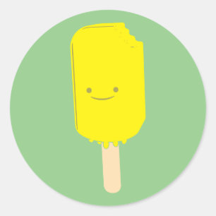 Sticker Rond Dessin de dessin de Popsicle de citron