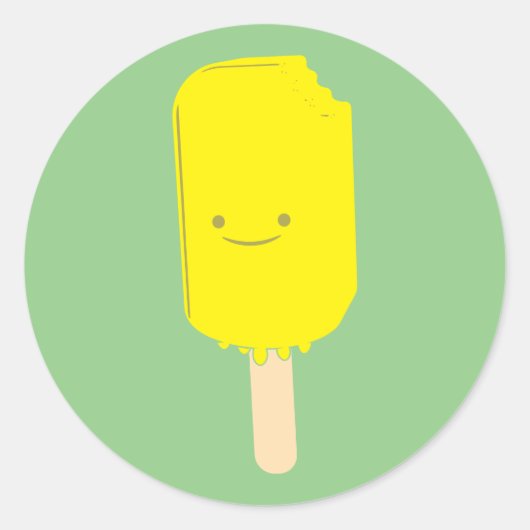 Sticker Rond Dessin de dessin de Popsicle de citron (Devant)