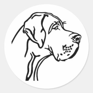 Sticker Rond Dessin de Dogue Allemand