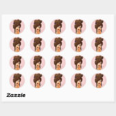 Sticker Rond Dessin de fille (Feuille)