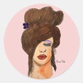 Sticker Rond Dessin de fille (Devant)