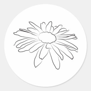 Sticker Rond Dessin de fleur de marguerite paresseuse