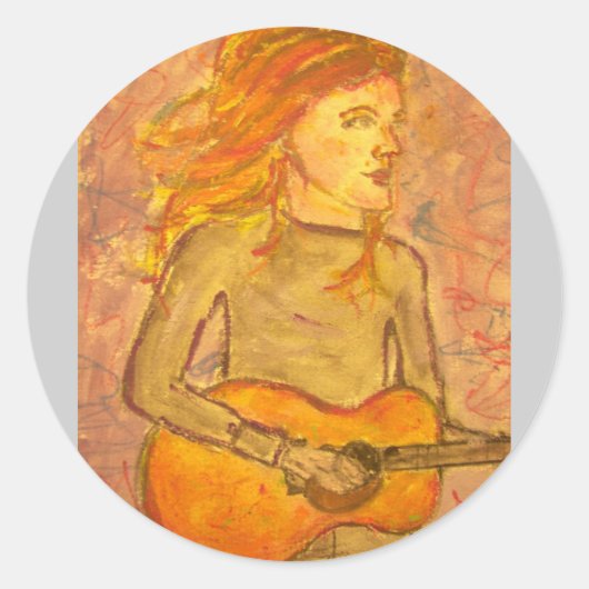 Sticker Rond dessin de guitare acoustique (Devant)