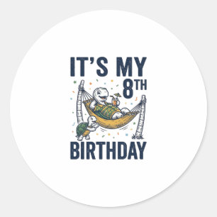 Sticker Rond Dessin de hamac de tortue pour 8ème anniversaire G