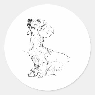 Sticker Rond Dessin de joli teckel, parent de chien