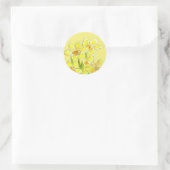 Sticker Rond Dessin de jonquille jaune Aquarelle Fleurs de prin (Sac)