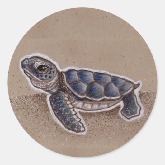 Sticker Rond Dessin de la tortue marine (Devant)