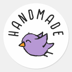 Sticker Rond Dessin de main de petit oiseau gribouillé mignon