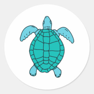 Sticker Rond Dessin de natation de la tortue de mer