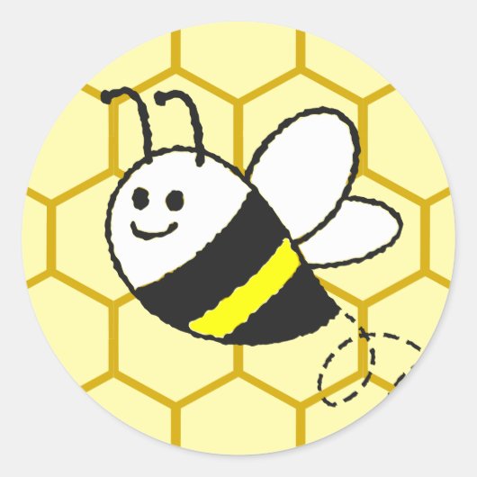 Sticker Rond Dessin de nid d'abeille à miel (Devant)