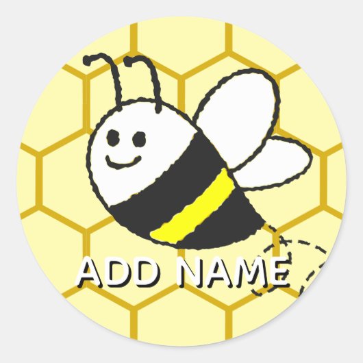 Sticker Rond Dessin de nid d'abeille personnalisé avec nom (Devant)