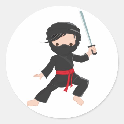 Sticker Rond Dessin de Ninja (Devant)